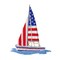 Sailboat, Seafaring, Sailing, Boat, USA, Patriotic, Embroidered, Iron on Patch